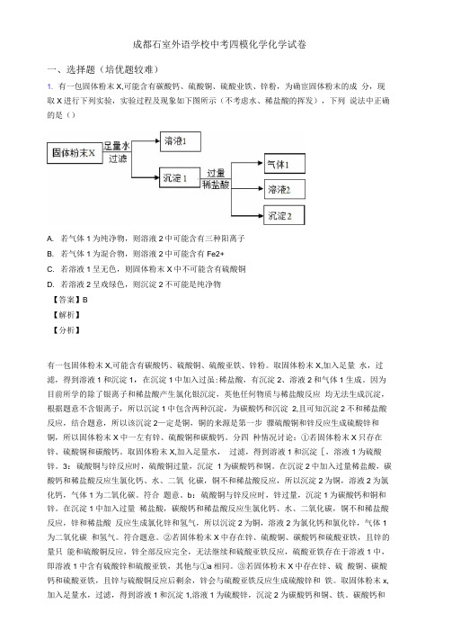 成都石室外语学校中考四模化学化学试卷