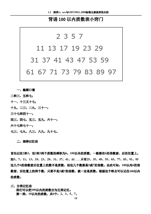 背诵100以内质数表小窍门