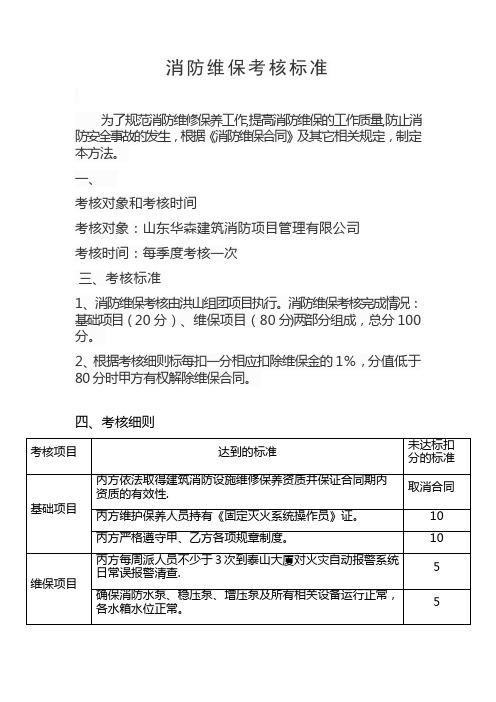 消防维保考核标准