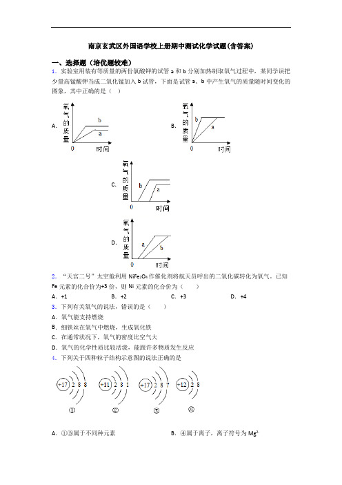 南京玄武区外国语学校上册期中测试初三化学试题(含答案)