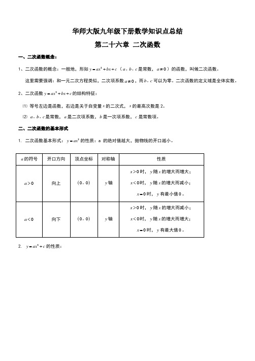 华师大版九年级下册数学知识点总结