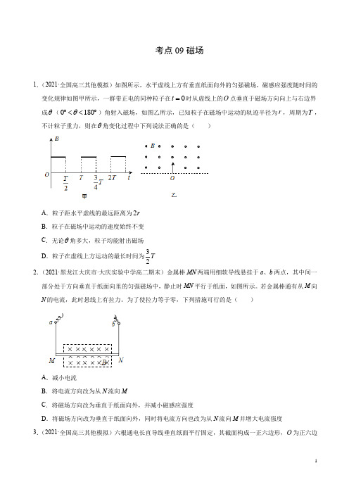 考点09磁场(原卷版)-2021届高三《新题速递·物理》1月刊(高考复习)