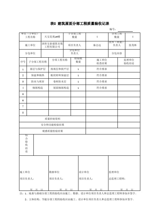 建筑屋面分部工程质量验收记录