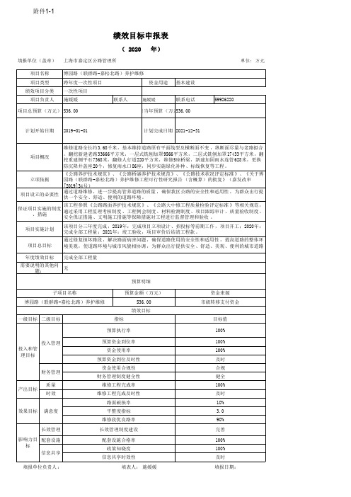 绩效目标申报表