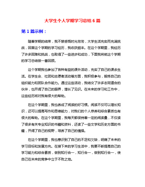 大学生个人学期学习总结6篇