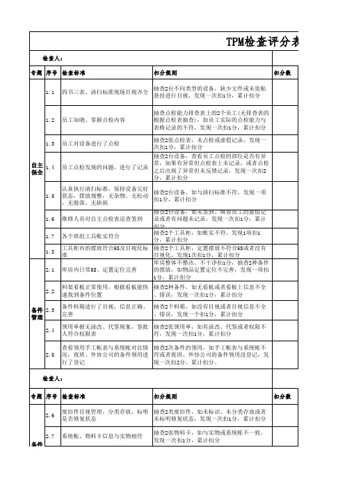 TPM检查评分标准