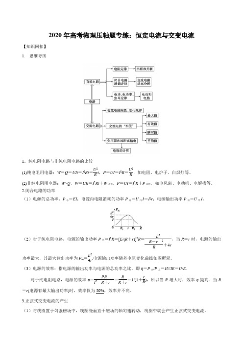 2020年高考物理压轴题专练附解答：恒定电流与交变电流