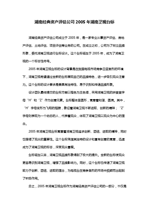 湖南经典资产评估公司2005年湖南卫视台标