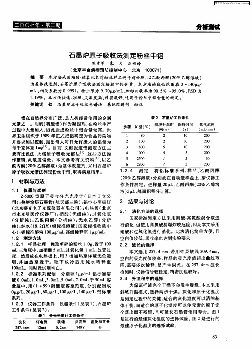 石墨炉原子吸收法测定粉丝中铝