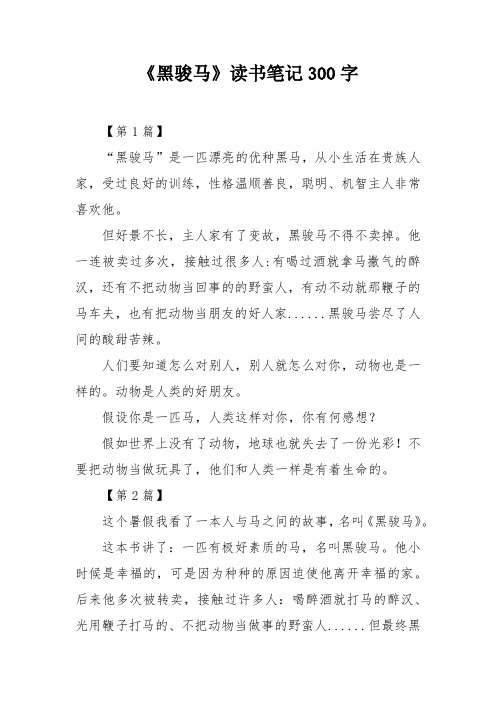 《黑骏马》读书笔记300字