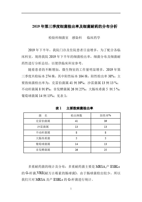 XX医院细菌耐药分析及对策报告