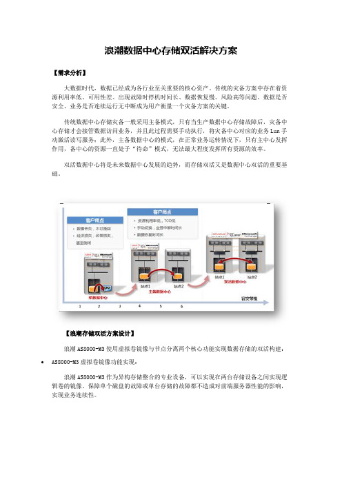 浪潮数据中心存储双活方案