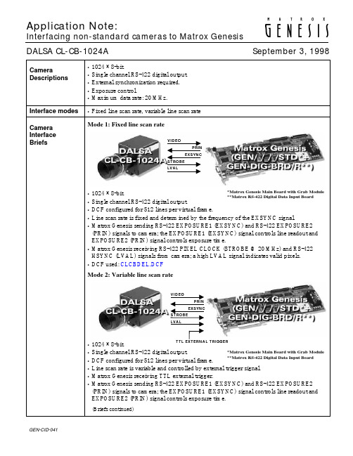 Matrox Genesis DALSA CL-CB-1024A应用说明书