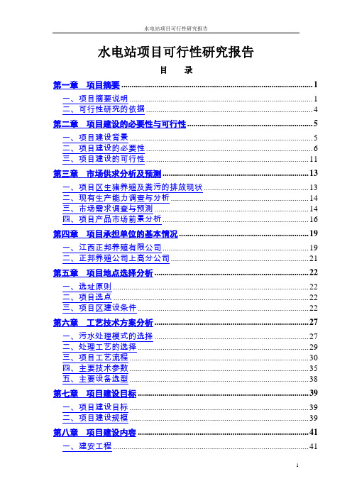 水电站建设项目可行性研究报告