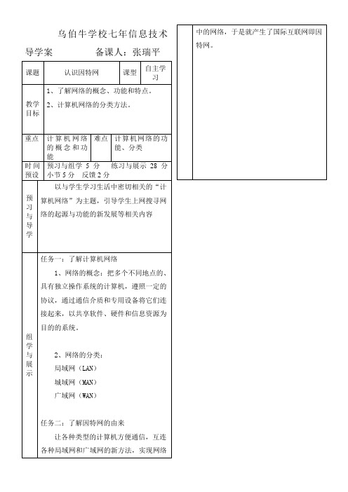 《认识因特网》优秀教案