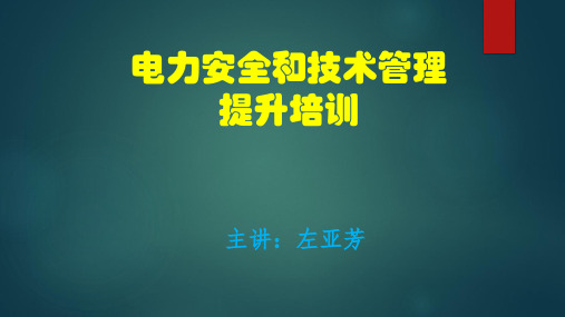 电力安全生产管理和技术管理培训班PPT