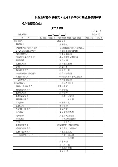 一般企业财务报表格式