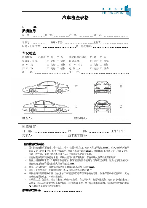 汽车检查表