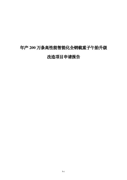 年产200万条高性能智能化全钢载重子午胎升级改造项目可行性研究报告