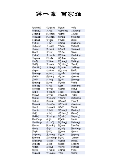 百家姓全文拼音_百家姓图腾表.