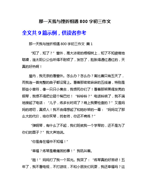 那一天我与挫折相遇800字初三作文