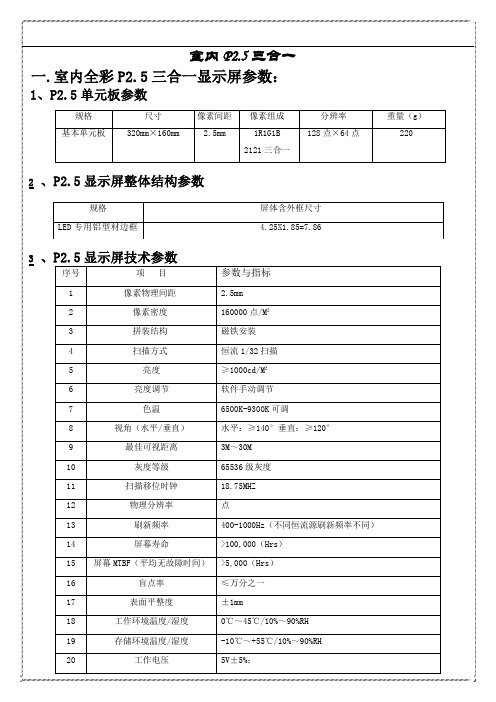 室内P5三合一一室内全彩P5三合一显示屏参数