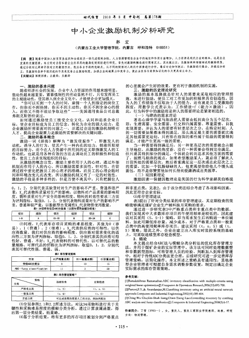 中小企业激励机制分析研究