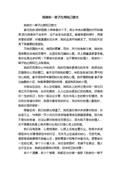 我做你一辈子红颜知己散文