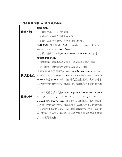 【最新】人教PEP版小学英语(三起)四年级上册Unit 6 单元教案 3.doc