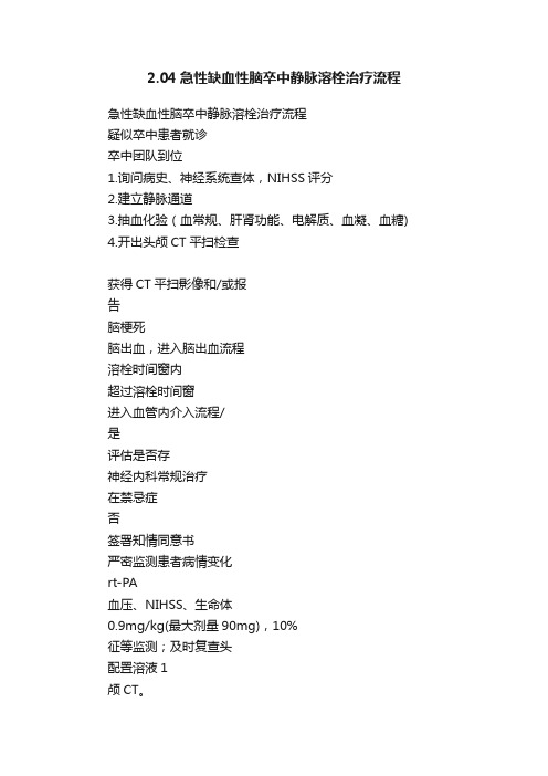 2.04急性缺血性脑卒中静脉溶栓治疗流程