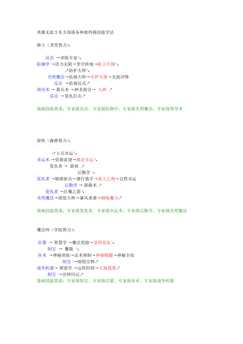 英雄无敌5东方部落各种族终极技能学法