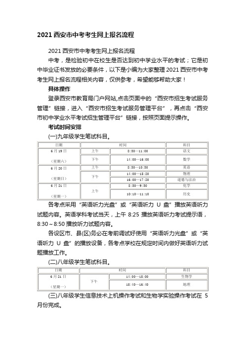 2021西安市中考考生网上报名流程