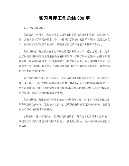 实习月度工作总结300字