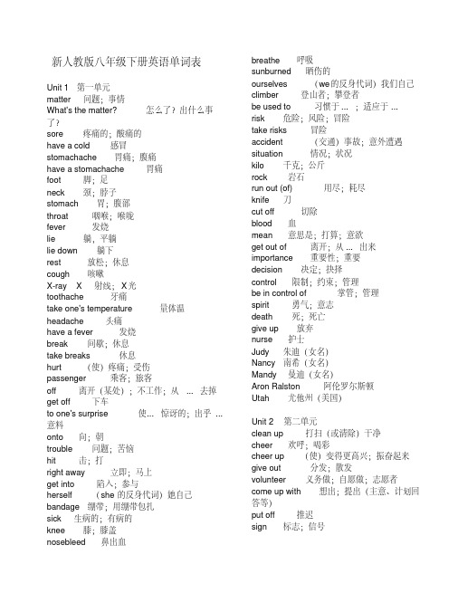 (完整版)新人教版八年级下册英语单词表