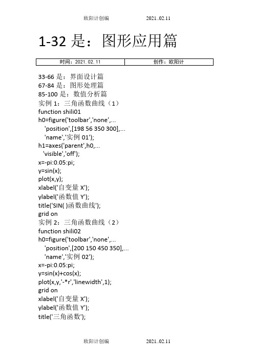 matlab编程实例100例之欧阳计创编