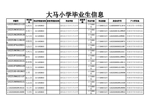 大马小学毕业生信息1