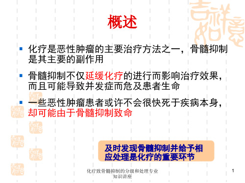 化疗致骨髓抑制的分级和处理专业知识讲座培训课件