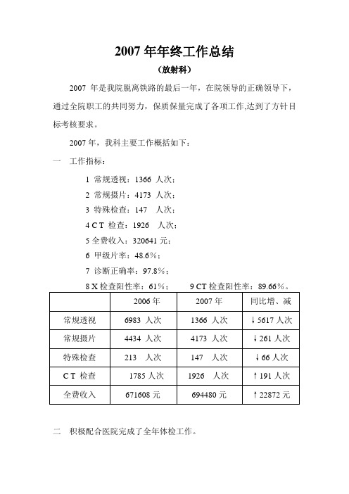 2007年年终工作总结