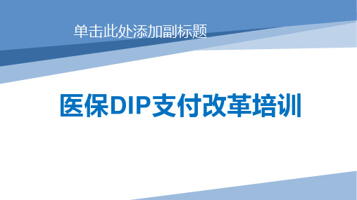 医保DIP支付改革培训