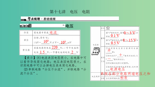 中考物理总复习 第十七讲 电压 电阻课件