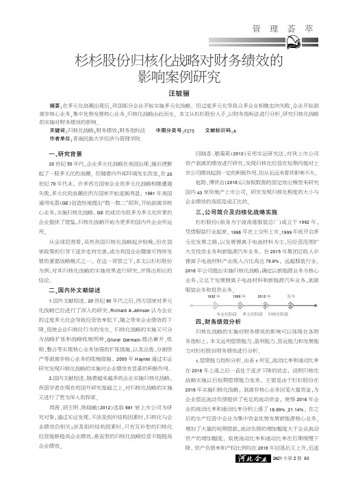 杉杉股份归核化战略对财务绩效的影响案例研究