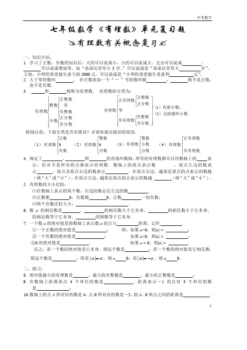 《有理数》单元试题+复习(8套)