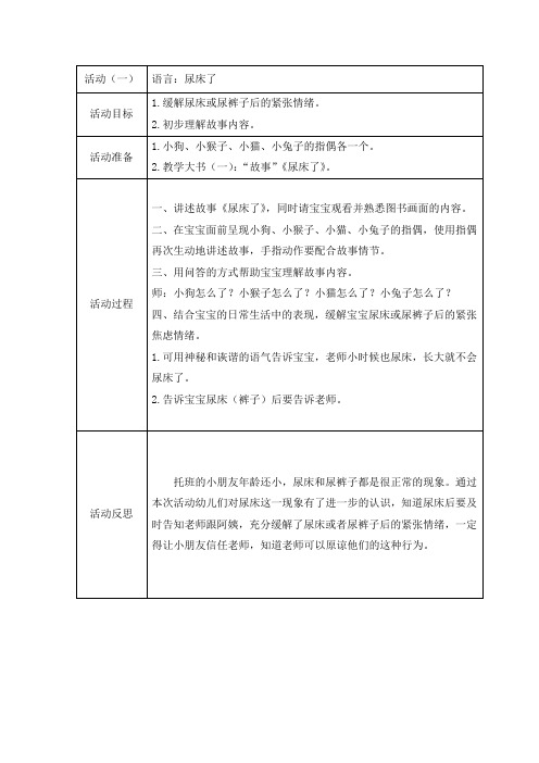 托班语言活动《尿床了》含反思