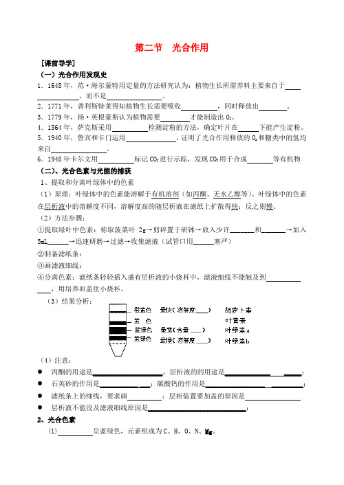 高中生物 第二节 光合作用学案 苏教版必修1