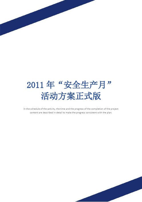 2011年“安全生产月”活动方案正式版