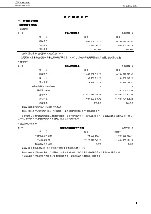 财务报表数据分析模板