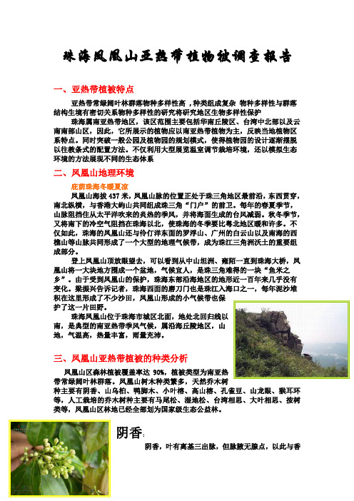 珠海凤凰山亚热带植物被研究报告