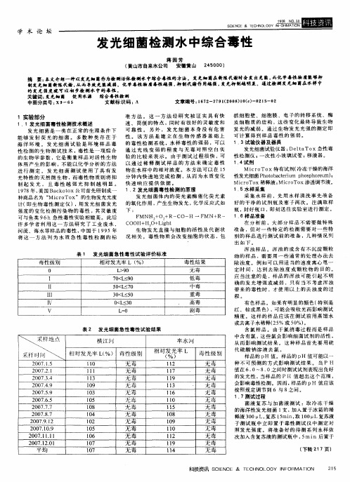 发光细菌检测水中综合毒性