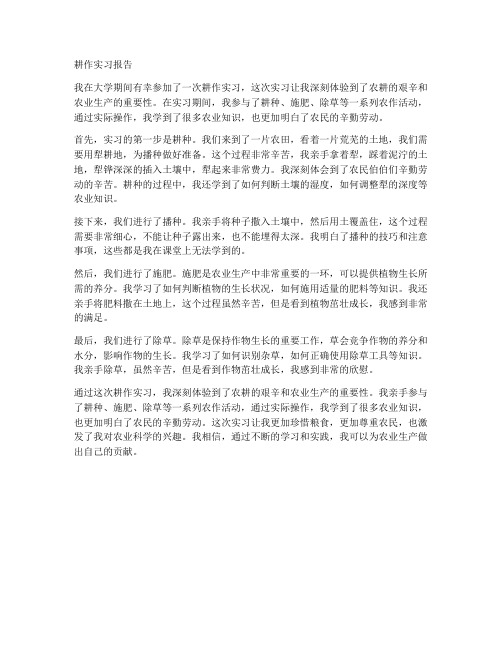 耕作实习报告