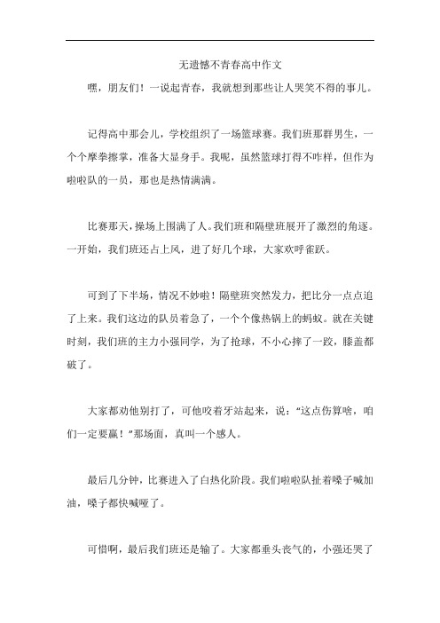 无遗憾不青春高中作文